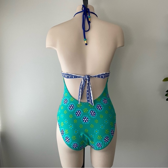 Trina Turk Seychelles Jungle One Piece Bathing Swim Suit Swimwear Halter Boho - Picture 3 of 13